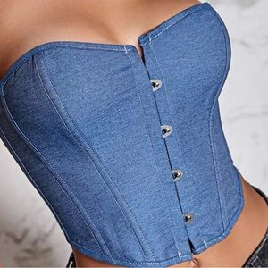 Denim corset top
